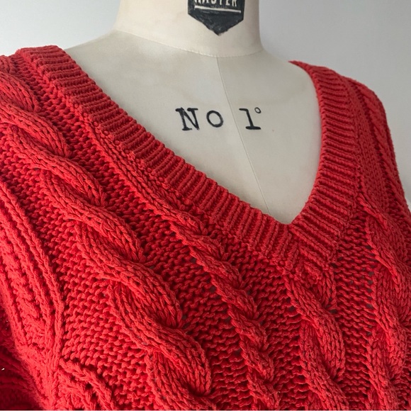 Vintage Perry Ellis Cable Knit V Neck Sweater - S - Picture 6 of 14